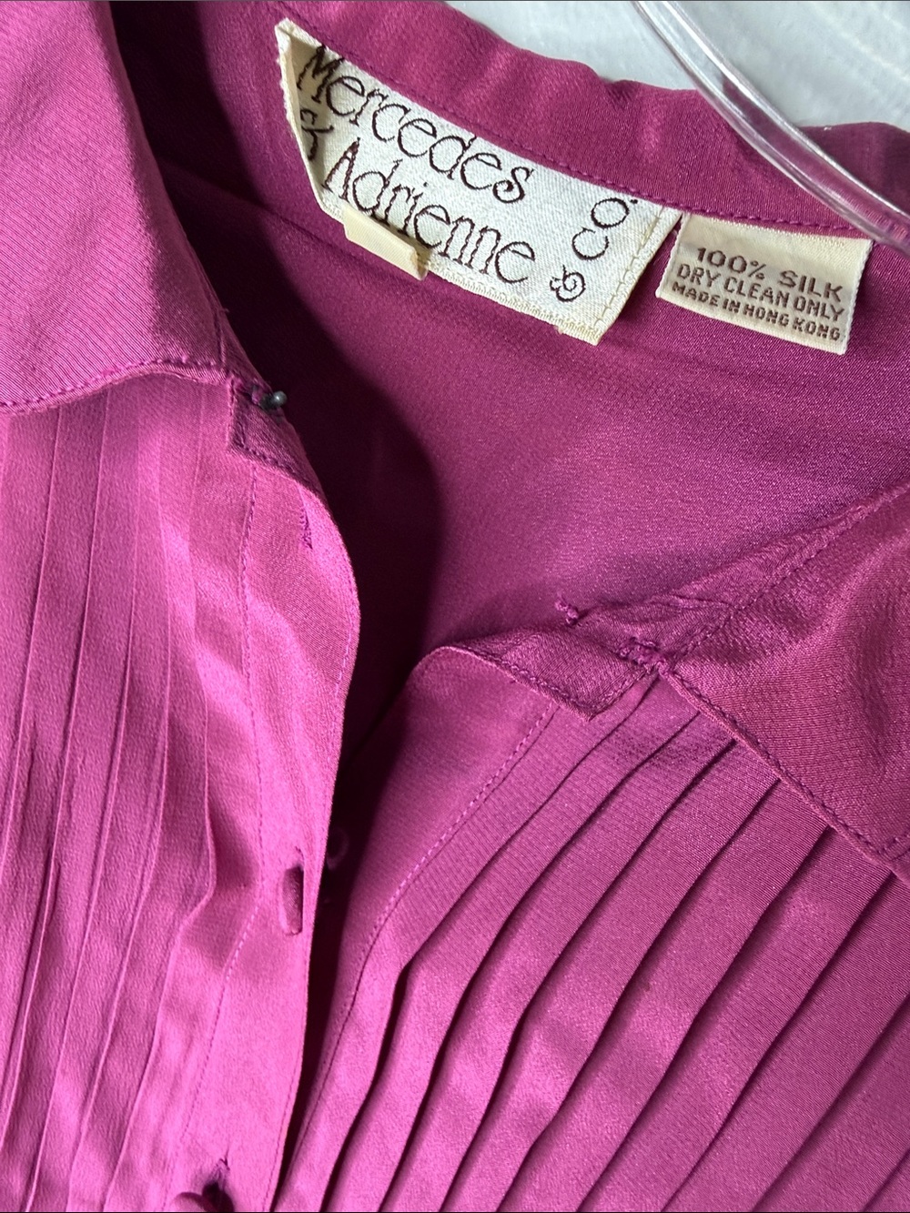 Vintage 100% silk blouse magenta size 6